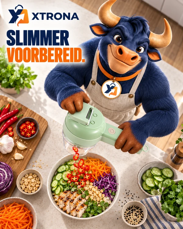 Xtrona-groentesnijder in een campagne met herkenbaar merkpersonage